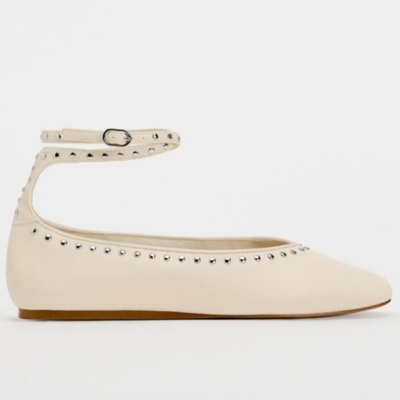 Zara Shoes - Sz 8, 9 Zara Studded Ankle Strap Ballet Flats New